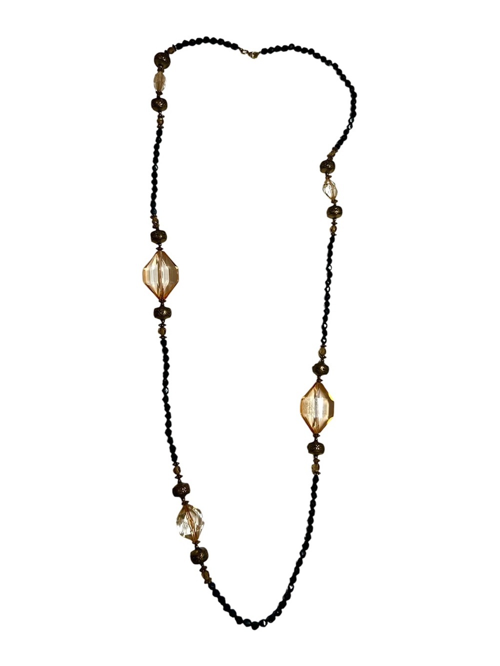 3/$20 💜 Retro Flapper Black + Gold Beaded Necklace